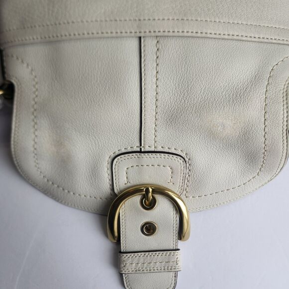 NEW Vintage Coach Hampton Soho White Cream Ivory Pebbled Leather Gold Y2K *READ* - Picture 11 of 16